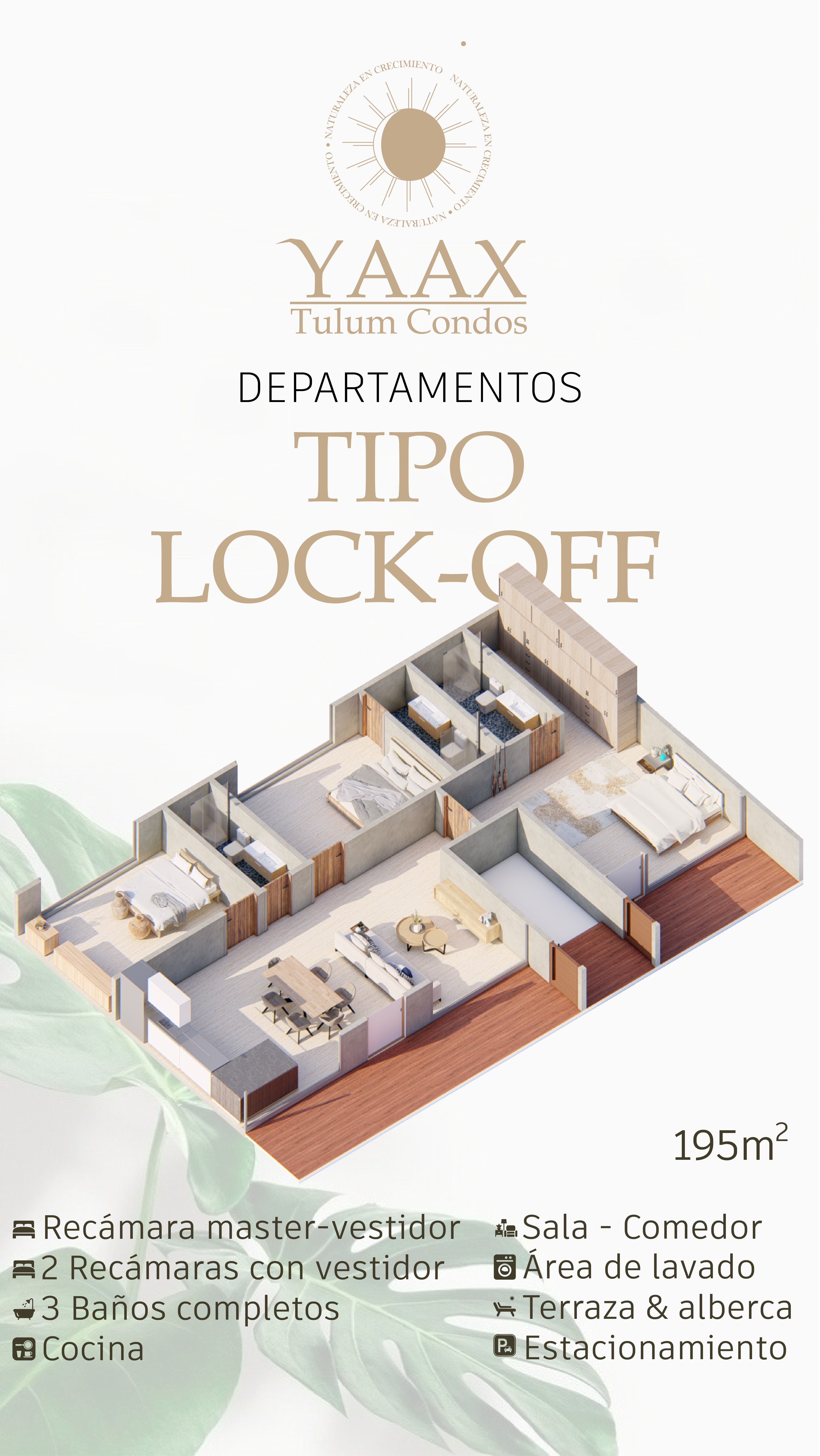 Departamento de 3 recámaras lock-off en Yaax